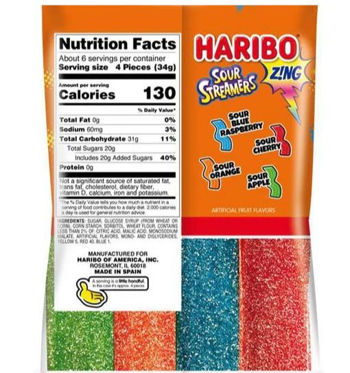 gomas haribo sour streamers - Candy Factory